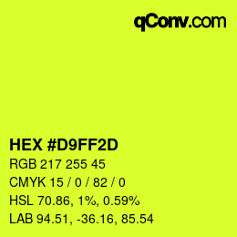 カラーコード: HEX #D9FF2D | qconv.com