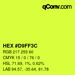 Color code: HEX #D9FF3C | qconv.com