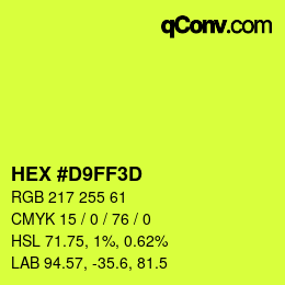 Color code: HEX #D9FF3D | qconv.com