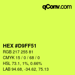 Color code: HEX #D9FF51 | qconv.com