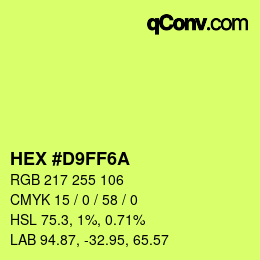 Color code: HEX #D9FF6A | qconv.com
