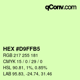 Color code: HEX #D9FFB5 | qconv.com