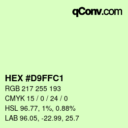 カラーコード: HEX #D9FFC1 | qconv.com