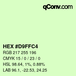 Color code: HEX #D9FFC4 | qconv.com