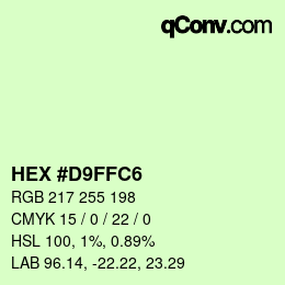 カラーコード: HEX #D9FFC6 | qconv.com
