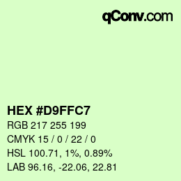 Color code: HEX #D9FFC7 | qconv.com