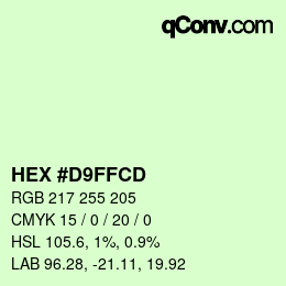 Color code: HEX #D9FFCD | qconv.com