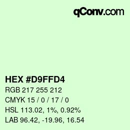 Color code: HEX #D9FFD4 | qconv.com