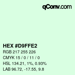 Color code: HEX #D9FFE2 | qconv.com