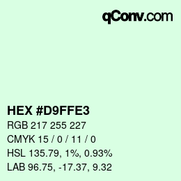 Color code: HEX #D9FFE3 | qconv.com