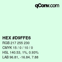 Color code: HEX #D9FFE6 | qconv.com