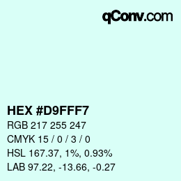 Color code: HEX #D9FFF7 | qconv.com