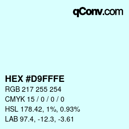 Color code: HEX #D9FFFE | qconv.com