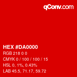 Color code: HEX #DA0000 | qconv.com