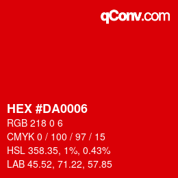 Color code: HEX #DA0006 | qconv.com