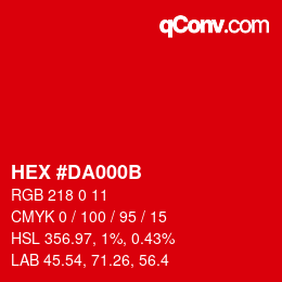 Color code: HEX #DA000B | qconv.com