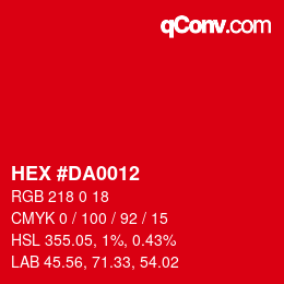 Color code: HEX #DA0012 | qconv.com