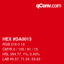 Color code: HEX #DA0013 | qconv.com