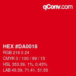 Color code: HEX #DA0018 | qconv.com