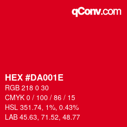 Color code: HEX #DA001E | qconv.com