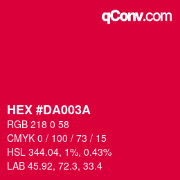 Color code: HEX #DA003A | qconv.com