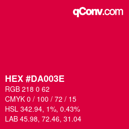 Color code: HEX #DA003E | qconv.com