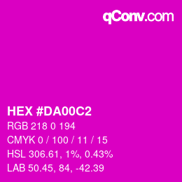 カラーコード: HEX #DA00C2 | qconv.com