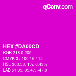 カラーコード: HEX #DA00CD | qconv.com
