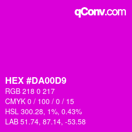 颜色代码: HEX #DA00D9 | qconv.com