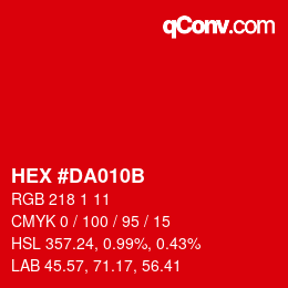 Color code: HEX #DA010B | qconv.com