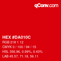Color code: HEX #DA010C | qconv.com