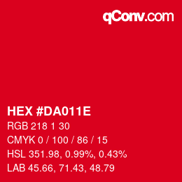 Color code: HEX #DA011E | qconv.com