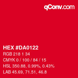 Color code: HEX #DA0122 | qconv.com