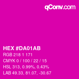 Color code: HEX #DA01AB | qconv.com