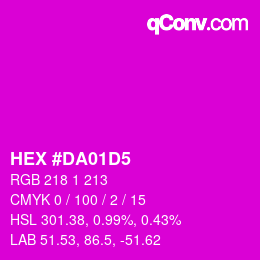 颜色代码: HEX #DA01D5 | qconv.com