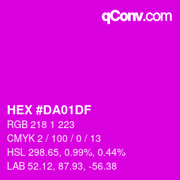 Color code: HEX #DA01DF | qconv.com