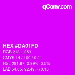 カラーコード: HEX #DA01FD | qconv.com