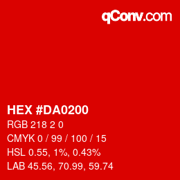 Color code: HEX #DA0200 | qconv.com