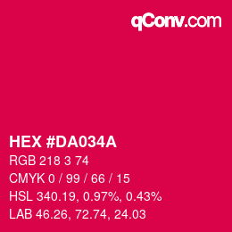 Color code: HEX #DA034A | qconv.com