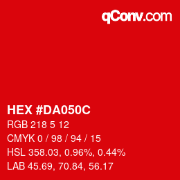 Color code: HEX #DA050C | qconv.com