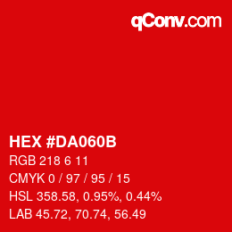 Color code: HEX #DA060B | qconv.com