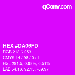 Code couleur: HEX #DA06FD | qconv.com