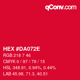 Color code: HEX #DA072E | qconv.com