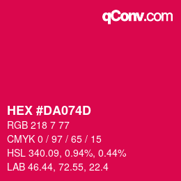 颜色代码: HEX #DA074D | qconv.com