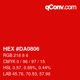 Color code: HEX #DA0806 | qconv.com