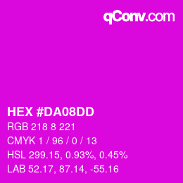 Color code: HEX #DA08DD | qconv.com