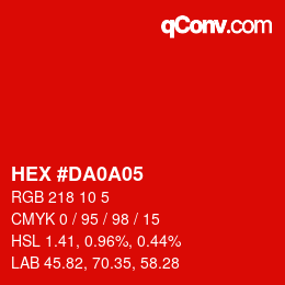 Color code: HEX #DA0A05 | qconv.com