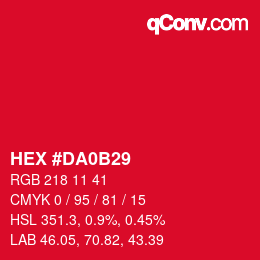 Color code: HEX #DA0B29 | qconv.com