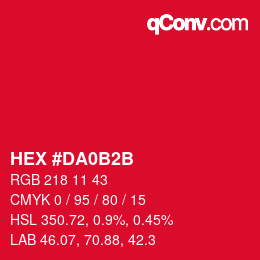 Color code: HEX #DA0B2B | qconv.com