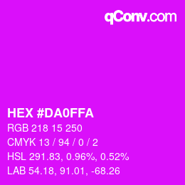 Color code: HEX #DA0FFA | qconv.com